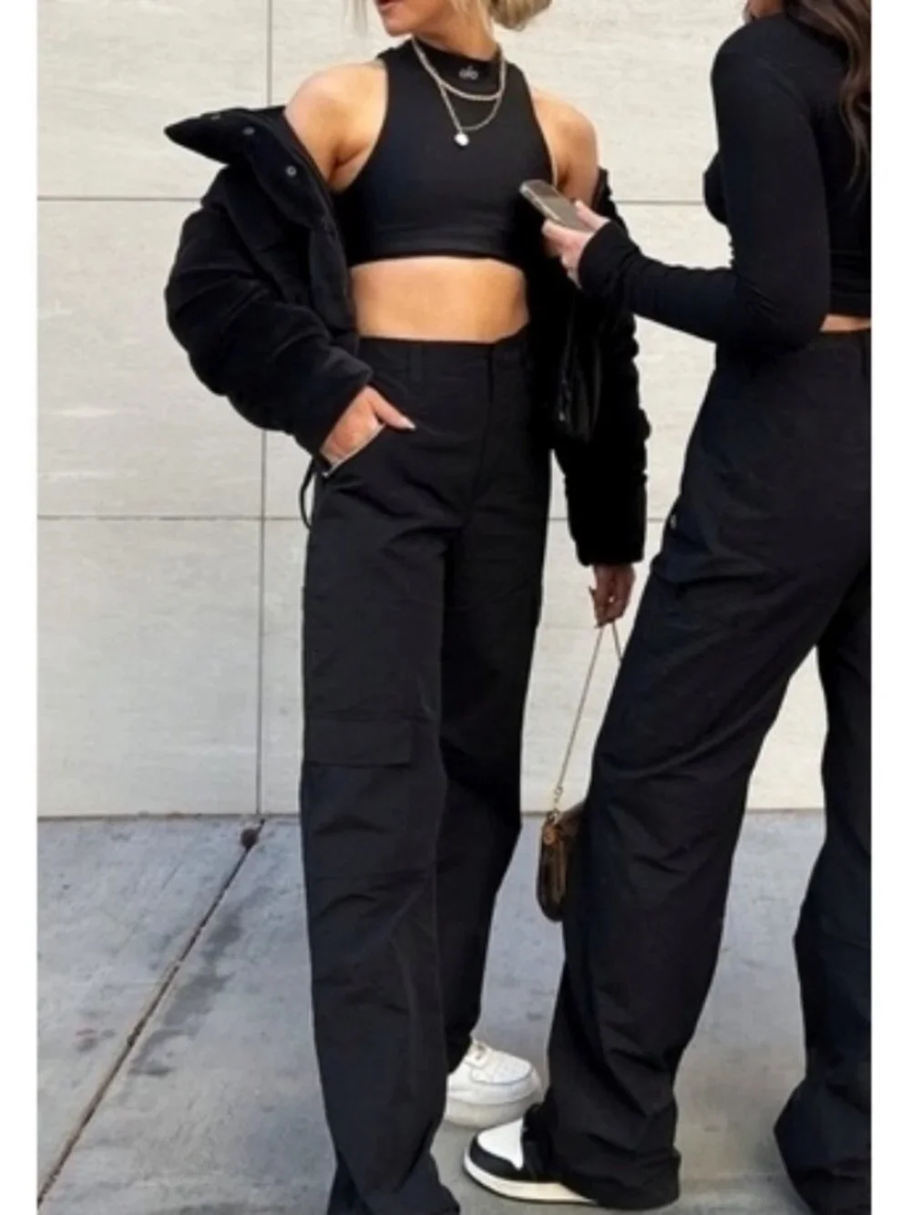 Alo All That Trousers Black High-Rise Waist Waisted Joggers Hiking Outdoor Pants